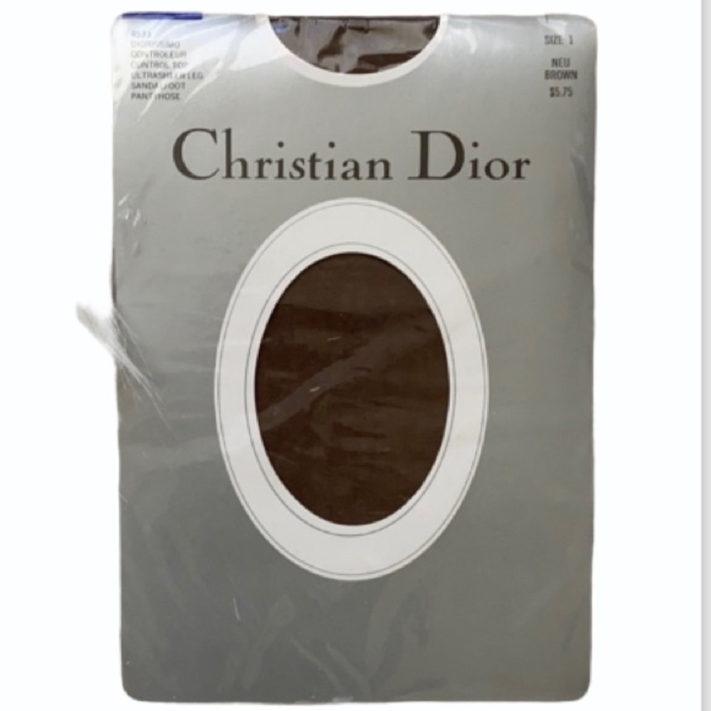 Christian Dior Control Top Ultra Sheer Leg Sandalfoot Pantyhose Size 1 Brown NWT